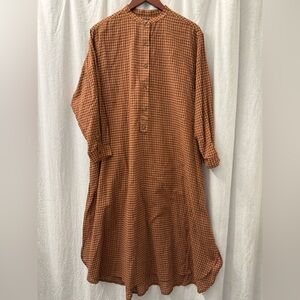 ICHI ANTIQUITES NWT Burgundy Red Gingham Checkered Long Sleeve Midi Dress O/S